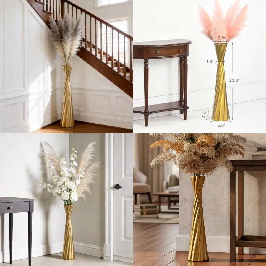 Tall Floor Vase 23.6″ Glossy Twisted Resin Decorative Floor Vase for Pampas Grass, Branches and Dried Flowers, Modern Farmhouse
Tall Floor Vase 23.6″ Glossy Twisted Resin Decorative Floor Vase for Pampas Grass, Branches and Dried Flowers, Modern Farmhouse