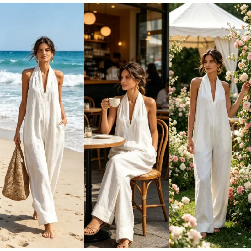 2026 Spring Summer Women‘s Linen Simple Casual Wide Leg Romper Breathable & Lightweight Perfect for Beach Office Vacation
2026 Spring Summer Women‘s Linen Simple Casual Wide Leg Romper Breathable & Lightweight Perfect for Beach Office Vacation