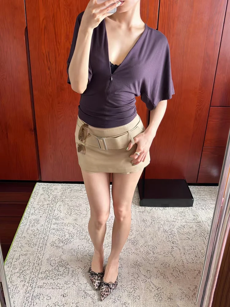 Attitude Daily Commuting V-neck Half-Zip Knit Short-Sleeved Top - Batwing Sleeve Tight-Waist Slimming Knit Shirt
Attitude Daily Commuting V-neck Half-Zip Knit Short-Sleeved Top - Batwing Sleeve Tight-Waist Slimming Knit Shirt