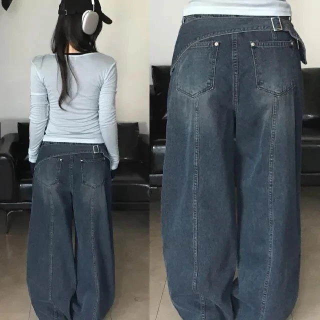 Two-Tone Washed Grey Blue Casual Wide Leg Jeans Stylish High Waist Loose Fit Four Seasons Cotton Denim Trousers for Women
Two-Tone Washed Grey Blue Casual Wide Leg Jeans Stylish High Waist Loose Fit Four Seasons Cotton Denim Trousers for Women