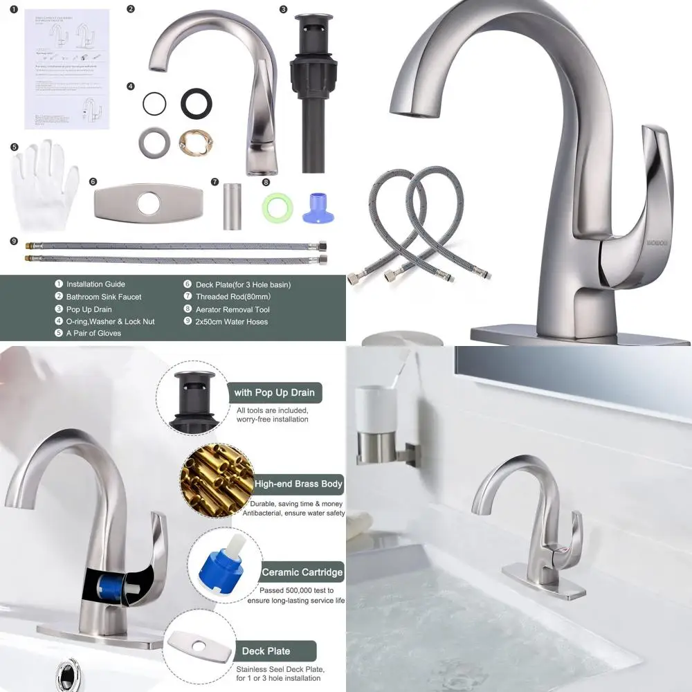 Смеситель с одной ручкой, 1 отверстие, матовый никель, твердая латунь, коммерческий класс, смеситель для раковины
Смеситель с одной ручкой, 1 отверстие, матовый никель, твердая латунь, коммерческий класс, смеситель для раковины