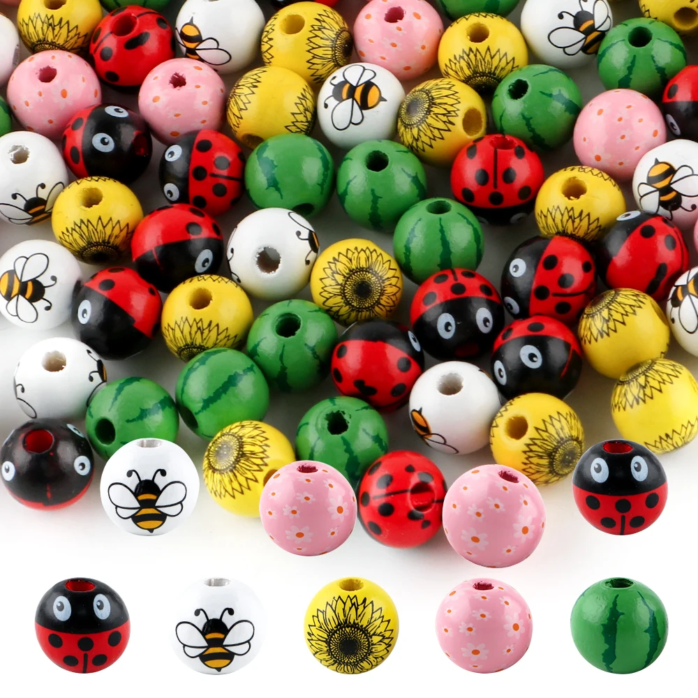 Kovict 30pcs/Lot 16mm Round Flower Bees Watermelons Paint Wood Beads Loose Woodne Beads For Jewelry Making Bracelet Accessories
Kovict 30pcs/Lot 16mm Round Flower Bees Watermelons Paint Wood Beads Loose Woodne Beads For Jewelry Making Bracelet Accessories
