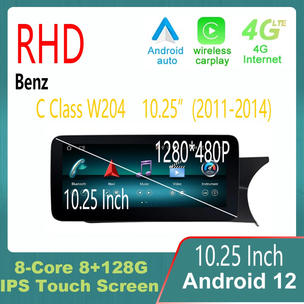 Автомобильная Мультимедийная система RHD, 10,25 дюйма, для Mercedes Benz C Grade W204 2011-2014 NTG 4.5, Android 12, GPS-навигация
Автомобильная Мультимедийная система RHD, 10,25 дюйма, для Mercedes Benz C Grade W204 2011-2014 NTG 4.5, Android 12, GPS-навигация