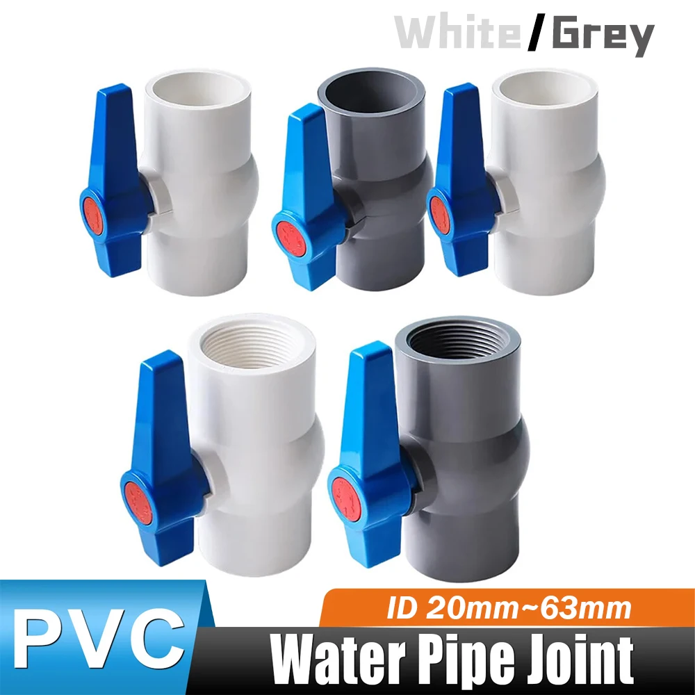 1Pcs PVC Ball Valve Female Thread/Solvent Weld Φ20/25/32/40/50/63mm Water Flow Switch Garden Irrigation Tube Joint Valve
1Pcs PVC Ball Valve Female Thread/Solvent Weld Φ20/25/32/40/50/63mm Water Flow Switch Garden Irrigation Tube Joint Valve