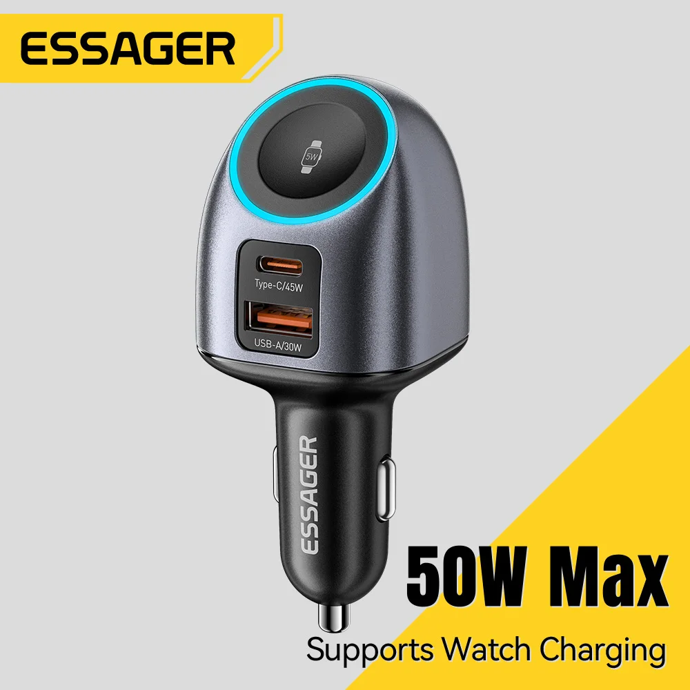 Essager 50W 2 In 1 USB C Car Charger With Watch Charging 2 Ports PD3.0 QC4.0 Car Phone Charger For Apple Watch iPhone 17 16 15
Essager 50W 2 In 1 USB C Car Charger With Watch Charging 2 Ports PD3.0 QC4.0 Car Phone Charger For Apple Watch iPhone 17 16 15