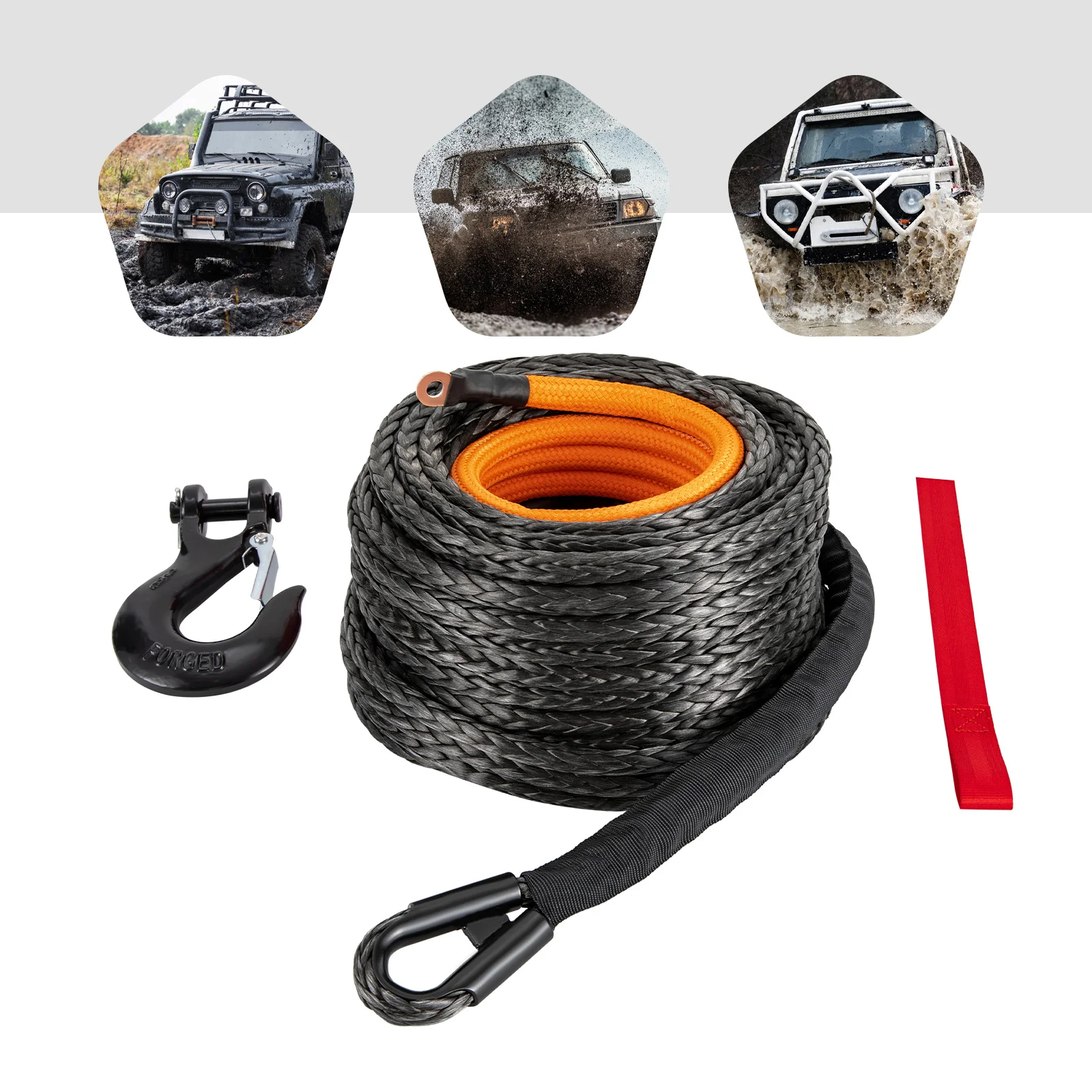 1/ 2x92ft Synthetic Winch Rope with Hook 31500 Lb Car Towed ATV Recovery Cable Towing. It's Soft But Firm to Ensure That It Is Not Easy to Loosen At Knotting. Additionally Labor Day
1/ 2x92ft Synthetic Winch Rope with Hook 31500 Lb Car Towed ATV Recovery Cable Towing. It's Soft But Firm to Ensure That It Is Not Easy to Loosen At Knotting. Additionally Labor Day