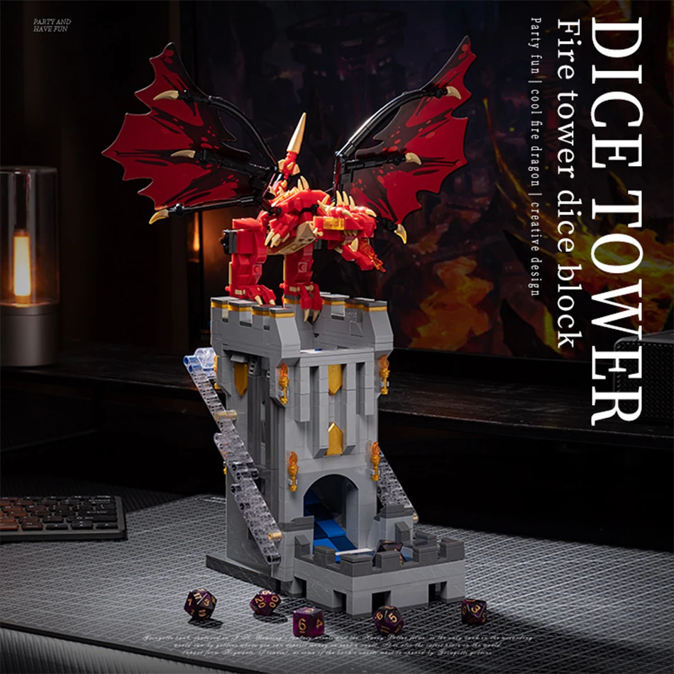 Medieval Ages Fire Dragon Dice Tower Building Blocks Board Game Self-Loading Dice Assembly Bricks Toy MOC Set for Kids Boys Gift
Medieval Ages Fire Dragon Dice Tower Building Blocks Board Game Self-Loading Dice Assembly Bricks Toy MOC Set for Kids Boys Gift