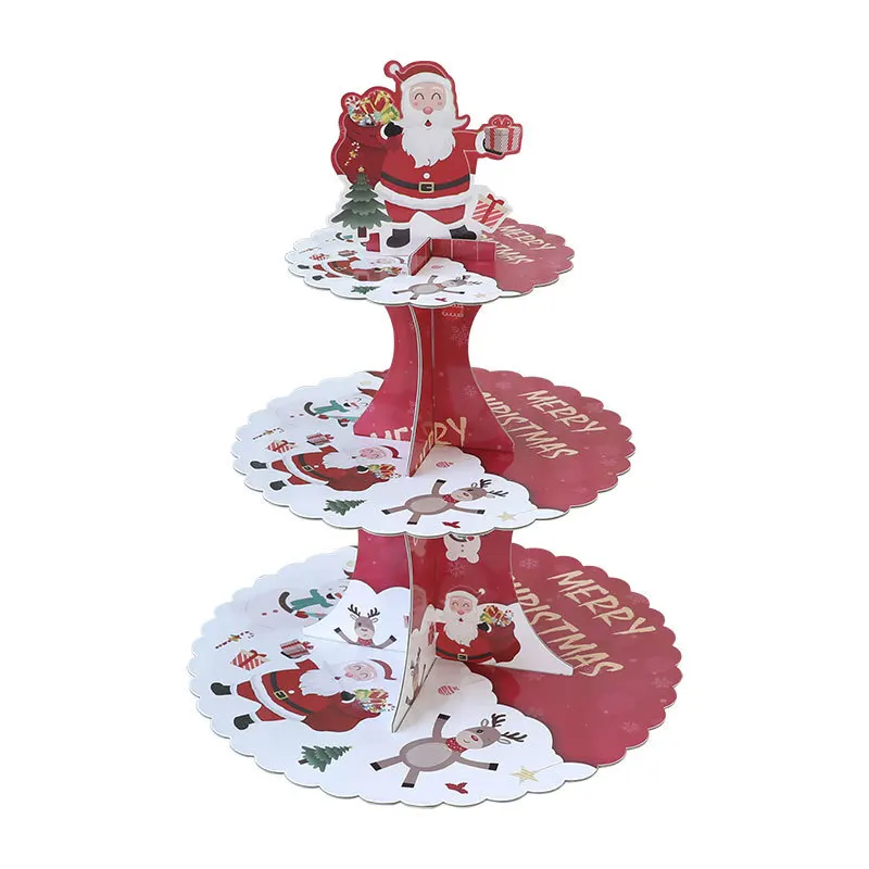 Christmas decoration disposable cake stand dessert table display stand three layer paper fruit table Christmas cake stand
Christmas decoration disposable cake stand dessert table display stand three layer paper fruit table Christmas cake stand