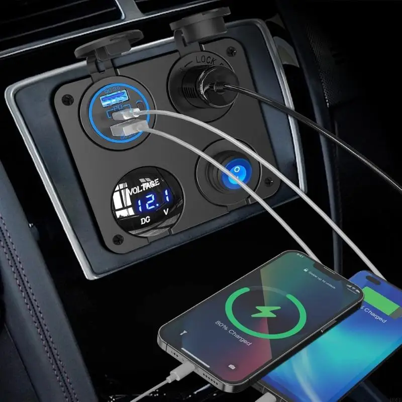 12V 4 In 1 Car Boat Chargers Panel With Double Ports LED Meter And Switches USB C Charging Outlet Socket H9EE
12V 4 In 1 Car Boat Chargers Panel With Double Ports LED Meter And Switches USB C Charging Outlet Socket H9EE
