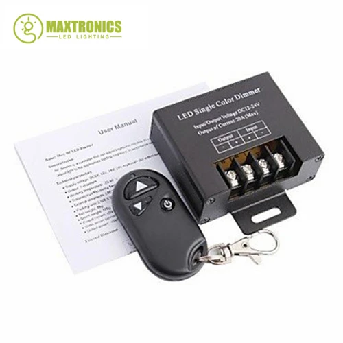 DC12-24V 20A Single Channel LED Dimmer Controller with 3Key Wirelss RF Remote Control for Single Color LED Strip light tape
DC12-24V 20A Single Channel LED Dimmer Controller with 3Key Wirelss RF Remote Control for Single Color LED Strip light tape