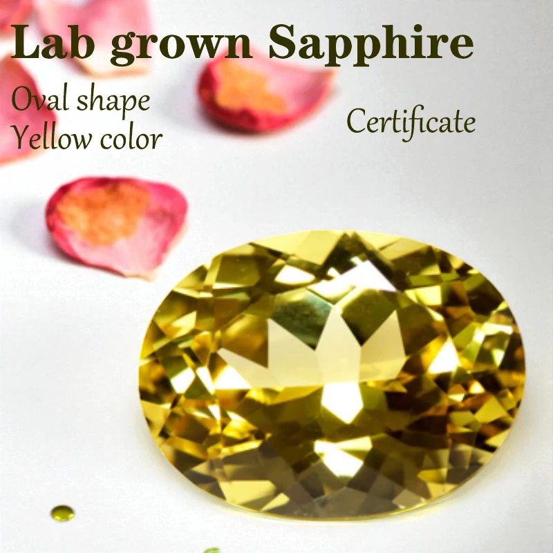 Lab Grown Sapphire Oval Shape Yellow Color VVS1 Charms for DIY Jewelry Making Materials with Certificate Factory Wholesale Price
Lab Grown Sapphire Oval Shape Yellow Color VVS1 Charms for DIY Jewelry Making Materials with Certificate Factory Wholesale Price