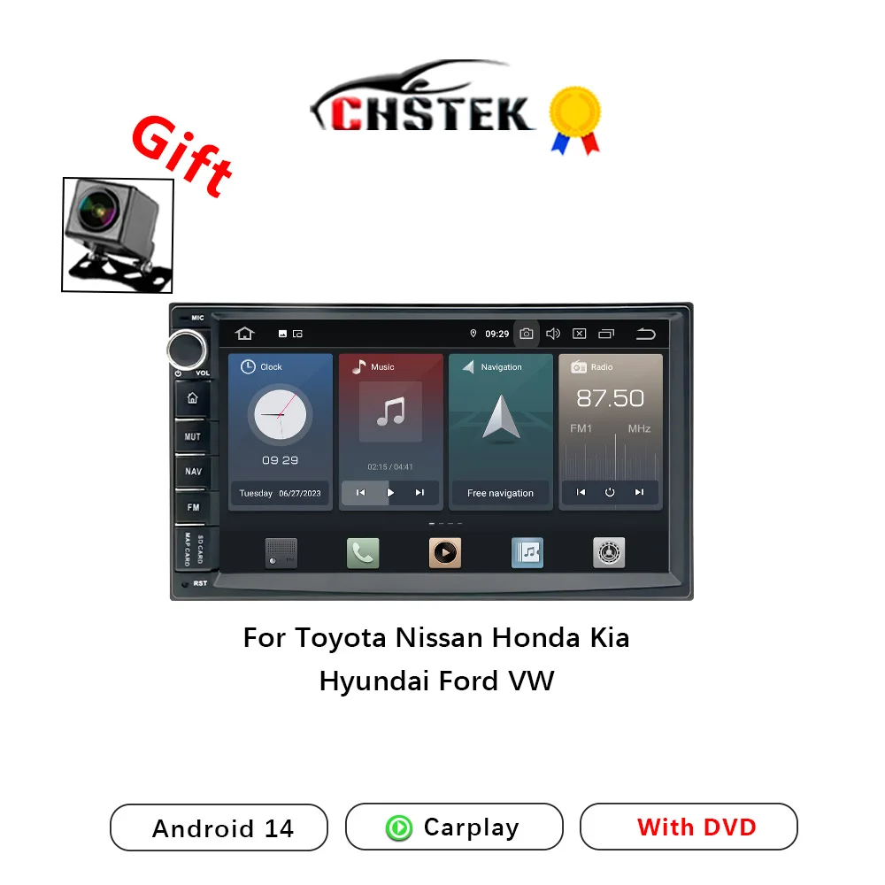 CHSTEK автомобильный радиоприемник Carplay стерео для Hyundai Toyota VW Nissan Honda Kia Ford Univesal мультимедиа Bluetooth WIFI GPS Android 14
CHSTEK автомобильный радиоприемник Carplay стерео для Hyundai Toyota VW Nissan Honda Kia Ford Univesal мультимедиа Bluetooth WIFI GPS Android 14