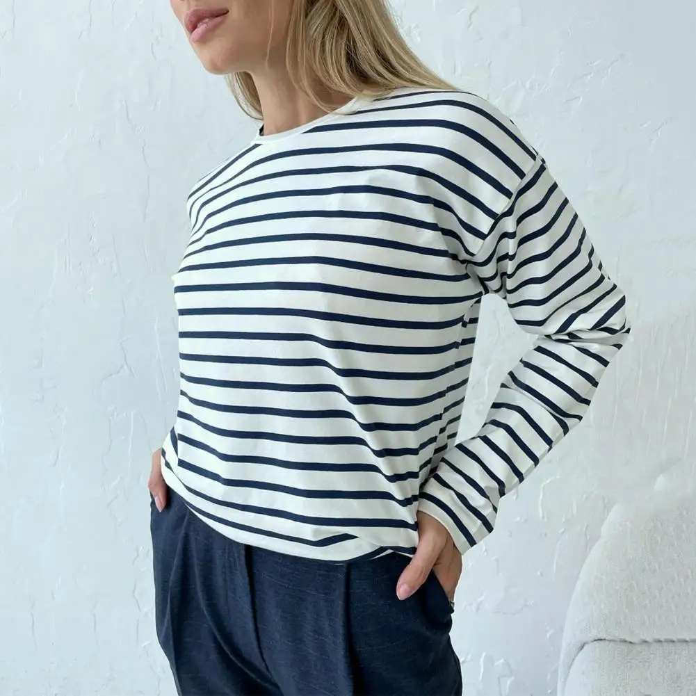 Spring Autumn Women Striped Print Basic Tee Top O-neck Long Sleeve Casual Tee Shirt Loose Fit T-shirt blusa mujer moda 2023
Spring Autumn Women Striped Print Basic Tee Top O-neck Long Sleeve Casual Tee Shirt Loose Fit T-shirt blusa mujer moda 2023