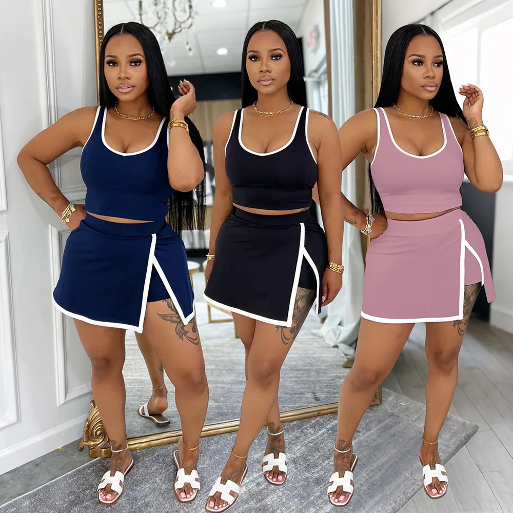 Contrast Tennis Skirt 2 Pieces Set for Woman 2025 Summer Outfits Tank Top and Skort Suit Active Sexy Matching Two Piece Sets
Contrast Tennis Skirt 2 Pieces Set for Woman 2025 Summer Outfits Tank Top and Skort Suit Active Sexy Matching Two Piece Sets