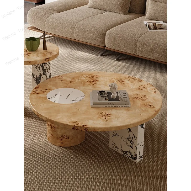 Medieval solid wood rock slab coffee table tree tumor circular parquet coffee table high and low combination living room table
Medieval solid wood rock slab coffee table tree tumor circular parquet coffee table high and low combination living room table