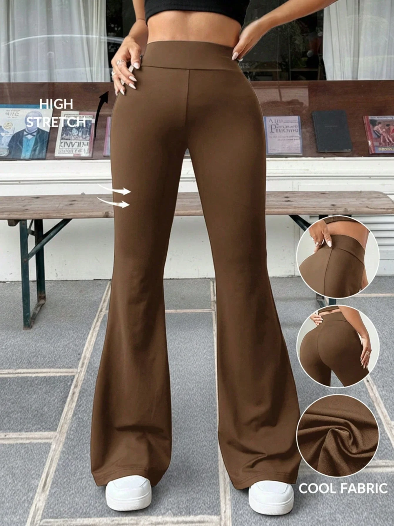 Женские леггинсы с высокой талией, расклешенные, коричневые, из эластичной ткани, для йоги, фитнеса и повседневной носки
Женские леггинсы с высокой талией, расклешенные, коричневые, из эластичной ткани, для йоги, фитнеса и повседневной носки