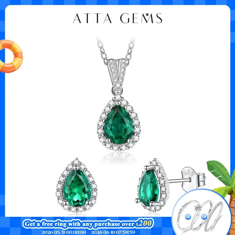 ATTAGEMS Lab Grown Pear Emerald Gemstone Jewelry Set for Women Stud Earrings Necklace Pendant S925 Sterling Silver for Wedding
ATTAGEMS Lab Grown Pear Emerald Gemstone Jewelry Set for Women Stud Earrings Necklace Pendant S925 Sterling Silver for Wedding