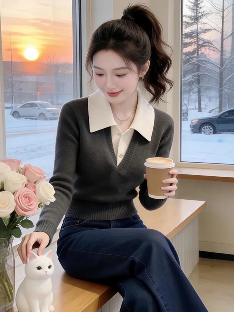 Женский вязаный свитер Ele Lazy Sle с длинным рукавом и воротником, утепленный, осенне-зимний, модный, антивозрастной, индивидуальный дизайн
Женский вязаный свитер Ele Lazy Sle с длинным рукавом и воротником, утепленный, осенне-зимний, модный, антивозрастной, индивидуальный дизайн