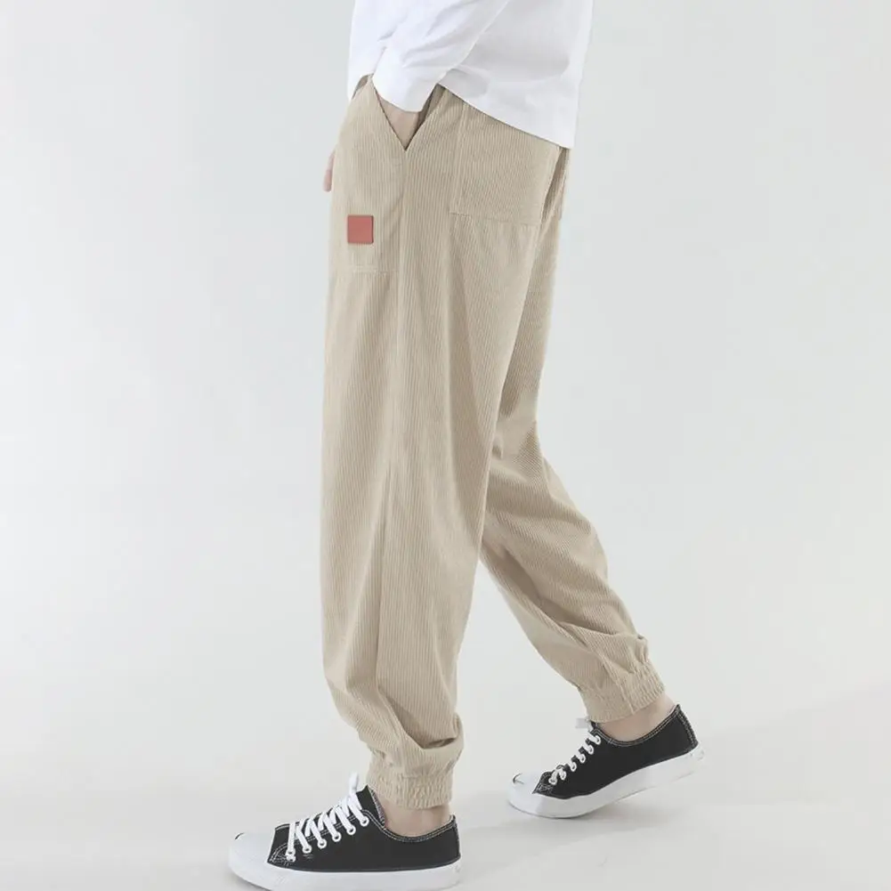 Elastic Waistband Trousers Elastic Waist Drawstring Pants Men's Corduroy Drawstring Pants with Side Pockets Spring/fall Straight
Elastic Waistband Trousers Elastic Waist Drawstring Pants Men's Corduroy Drawstring Pants with Side Pockets Spring/fall Straight