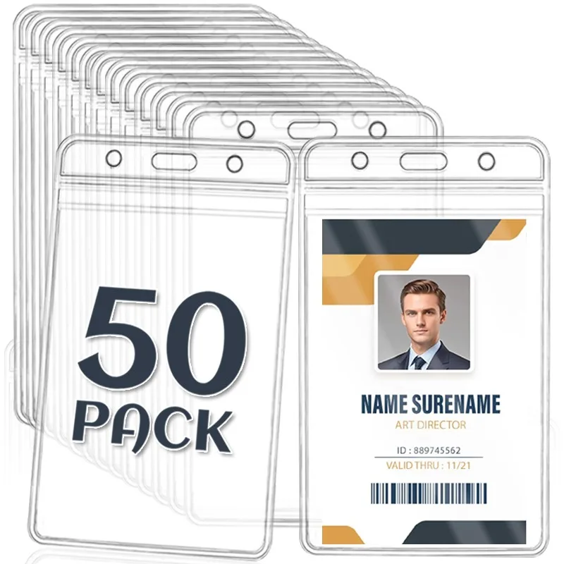 1/10/20/30/40/50Pcs Waterproof Clear Card Holder Name Tag ID Badge Holder Protector Vertical Sleeve Pouch Office School Supplies
1/10/20/30/40/50Pcs Waterproof Clear Card Holder Name Tag ID Badge Holder Protector Vertical Sleeve Pouch Office School Supplies