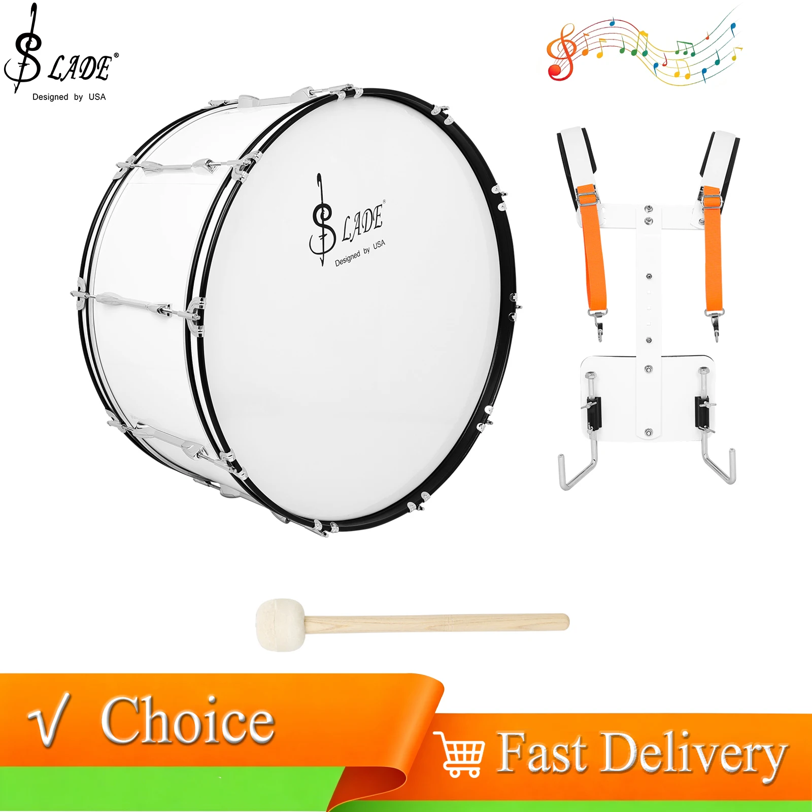 SLADE 28-Inch Marching Snare Drum Metal Solid Wood Drum Durable Construction Percussion Instruments for Field Parade Performance
SLADE 28-Inch Marching Snare Drum Metal Solid Wood Drum Durable Construction Percussion Instruments for Field Parade Performance