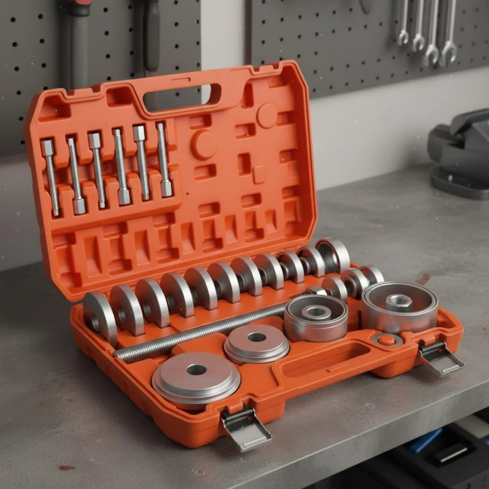 Front Wheel Drive Bearing Tool Set Quick and Easy Use Wheel Bearing Removal Tool Multi-Piece Heavy Duty for Mechanics, Garage
Front Wheel Drive Bearing Tool Set Quick and Easy Use Wheel Bearing Removal Tool Multi-Piece Heavy Duty for Mechanics, Garage