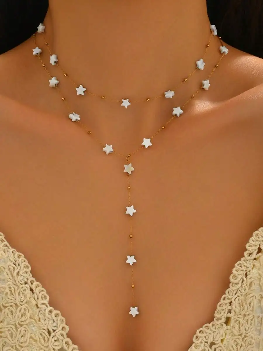 2pcs Star Beaded Y-Shaped Chain Necklace For Women Cute Romantic Collarbone Accessory
2pcs Star Beaded Y-Shaped Chain Necklace For Women Cute Romantic Collarbone Accessory