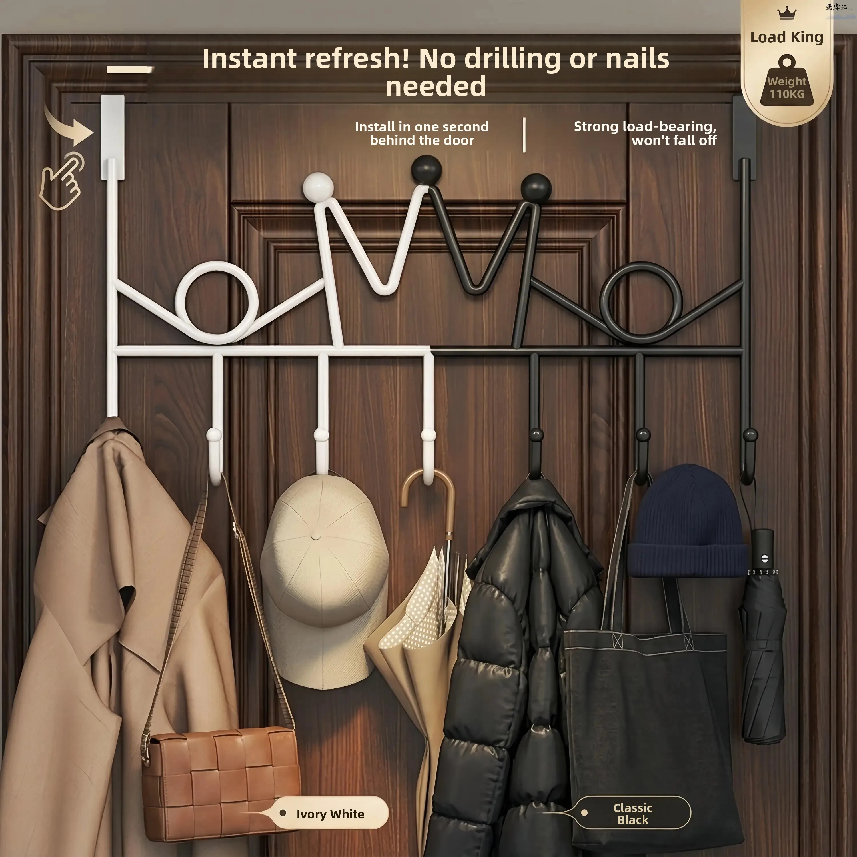 No-Drill Iron Hook for Clothes Storage in Bedroom And Kitchen Wall Mounted Rotatable Hook Iron Material Can Bear up to 1kg
No-Drill Iron Hook for Clothes Storage in Bedroom And Kitchen Wall Mounted Rotatable Hook Iron Material Can Bear up to 1kg