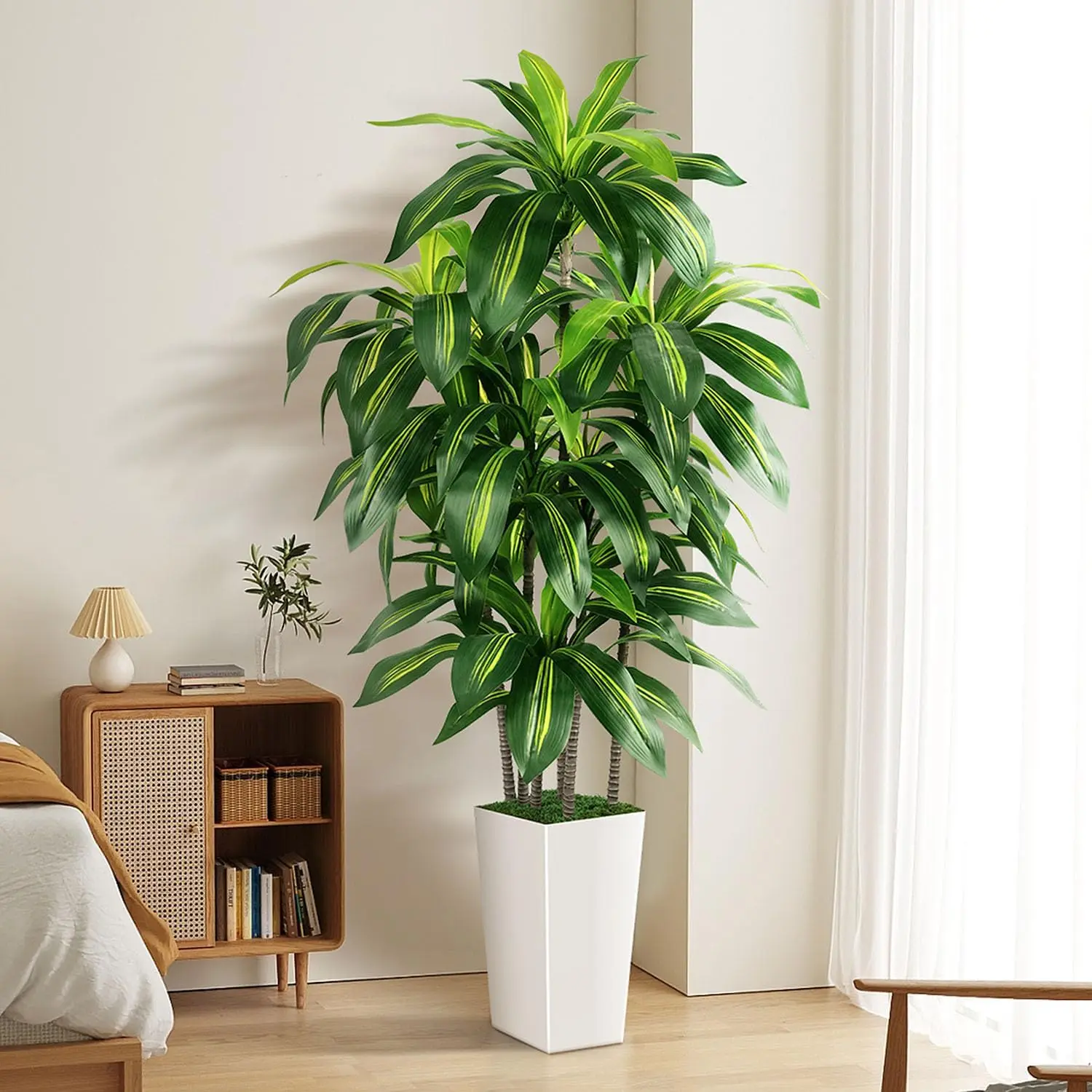 5FT Tall Artificial Dracaena Tree with White Planter for Home Office Living Room Decor
5FT Tall Artificial Dracaena Tree with White Planter for Home Office Living Room Decor
