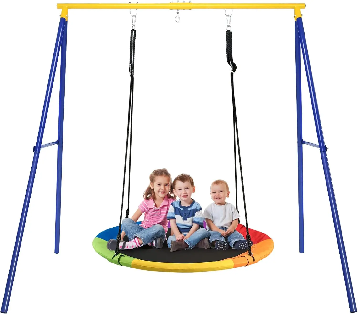 660lbs Metal Swing Frame Set with 40" Saucer Swing, Heavy Duty A-Frame Kids Swing Stand w/Ground Stakes and Adjustable Ropes, Ou
660lbs Metal Swing Frame Set with 40" Saucer Swing, Heavy Duty A-Frame Kids Swing Stand w/Ground Stakes and Adjustable Ropes, Ou