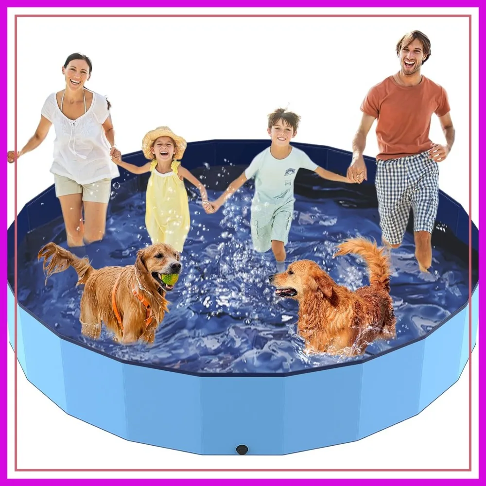 97" Foldable Dog Pool, Heavy Duty Plastic Non-Slip Hard Shell, Large Portable Collapsible Pet Bathing Tub, Family Size 8 ft x 16 in
97" Foldable Dog Pool, Heavy Duty Plastic Non-Slip Hard Shell, Large Portable Collapsible Pet Bathing Tub, Family Size 8 ft x 16 in