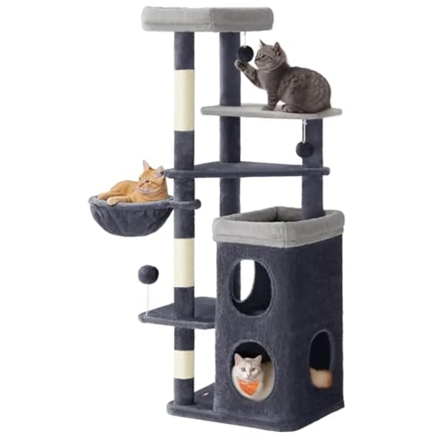 60-Inch Dark Gray Cat Tree with Multiple Levels Plush Condo 2 Caves 3 Scratching Posts 3 Perches for Cats
60-Inch Dark Gray Cat Tree with Multiple Levels Plush Condo 2 Caves 3 Scratching Posts 3 Perches for Cats