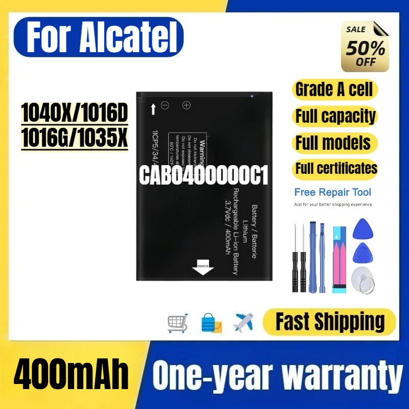 CAB0400000C1 for Alcatel 1040X/1016D/1016G/1035X Phone Batteries High Quality High Capacity Replacement Bateria with Tools
CAB0400000C1 for Alcatel 1040X/1016D/1016G/1035X Phone Batteries High Quality High Capacity Replacement Bateria with Tools
