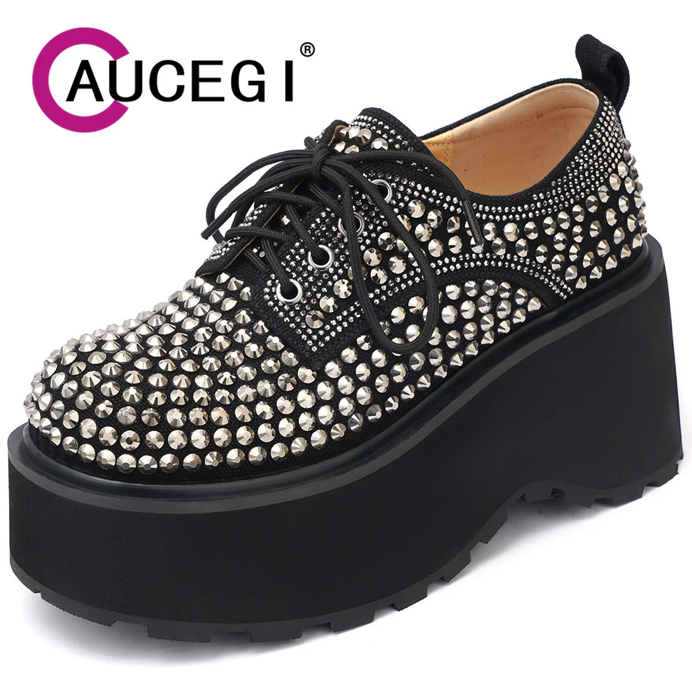 Aucegi Newest Women Platform Thick Sole Round Toe Lace Up Casual Pumps Spring Autumn Fashion Designer Luxury Crystal Party Shoes
Aucegi Newest Women Platform Thick Sole Round Toe Lace Up Casual Pumps Spring Autumn Fashion Designer Luxury Crystal Party Shoes