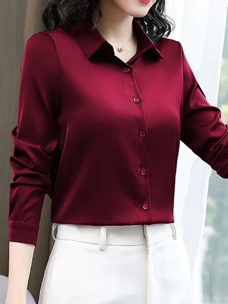 Spring Summer Satin Shirts For Women Office Lady Long Sleeve Basic Tops Fashion Woman Blouses 2024 Female Casual Clothing
Spring Summer Satin Shirts For Women Office Lady Long Sleeve Basic Tops Fashion Woman Blouses 2024 Female Casual Clothing