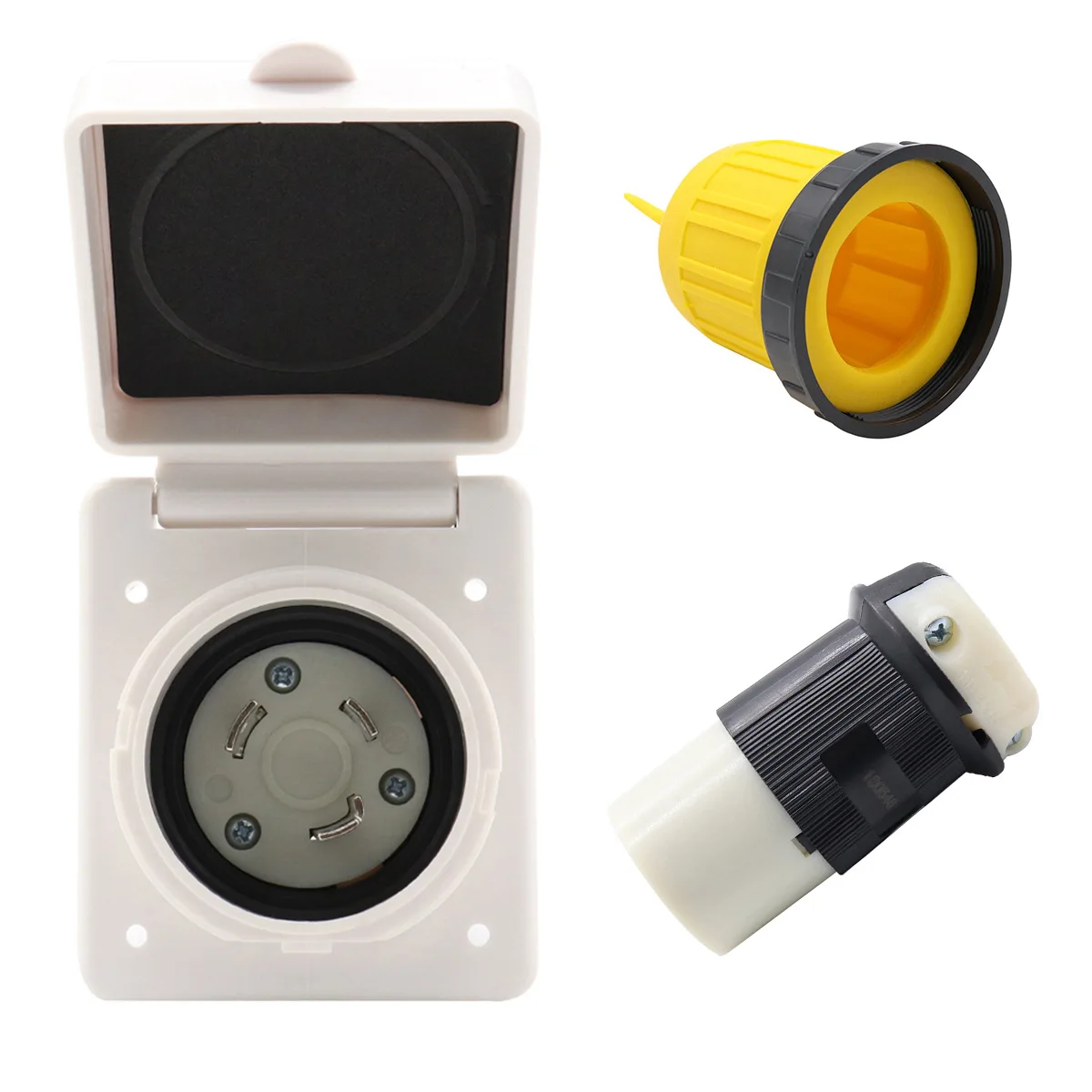 RV power supply American plug 30A set 3-piece set Power socket protective cover set
RV power supply American plug 30A set 3-piece set Power socket protective cover set