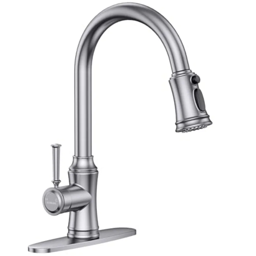 Kitchen Faucet with Pull Down Sprayer, Single Handle High Arc Utility Sink Faucet with Deck Suitable for bar for Kitchen Sink,
Kitchen Faucet with Pull Down Sprayer, Single Handle High Arc Utility Sink Faucet with Deck Suitable for bar for Kitchen Sink,
