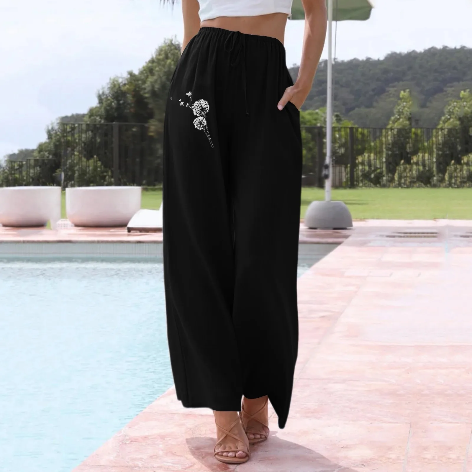 Women Dandelion Print Pants Drawstring Elastic Casual Wide Leg Trousers 2024 Summer Flower Print Feamle Trousers
Women Dandelion Print Pants Drawstring Elastic Casual Wide Leg Trousers 2024 Summer Flower Print Feamle Trousers