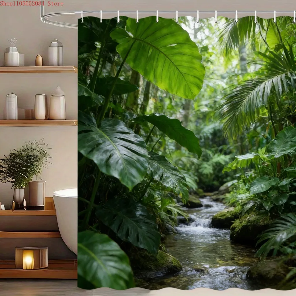 Lush Tropical Rainforest Stream with Giant Monstera Leaves Waterproof Shower Curtain for Bathroom Decor multiple sizes
Lush Tropical Rainforest Stream with Giant Monstera Leaves Waterproof Shower Curtain for Bathroom Decor multiple sizes