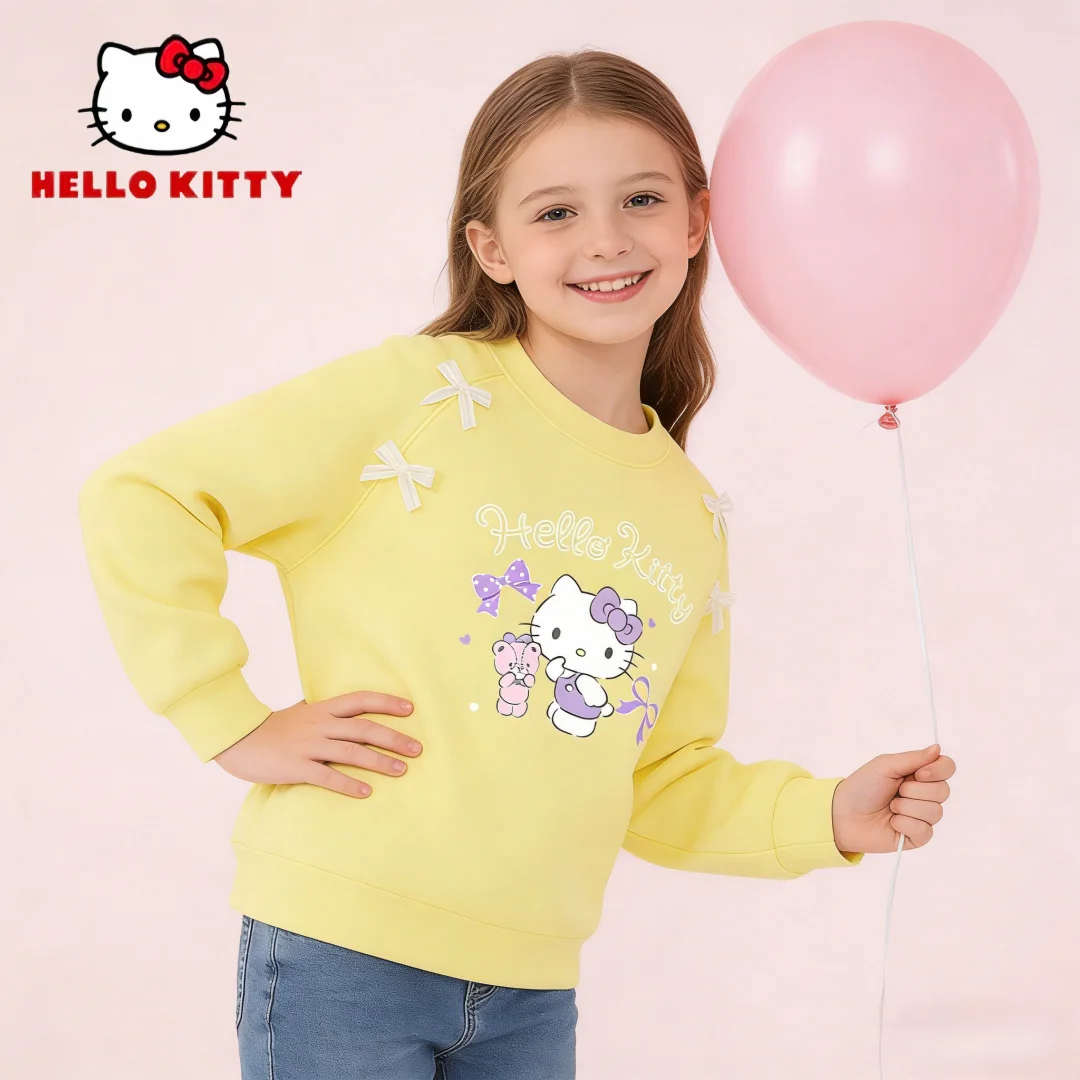 Детская одежда Hello Kitty, повседневные пуловеры с круглым вырезом, мягкая дышащая удобная блузка, милая толстовка с бантом и принтом для девочек
Детская одежда Hello Kitty, повседневные пуловеры с круглым вырезом, мягкая дышащая удобная блузка, милая толстовка с бантом и принтом для девочек