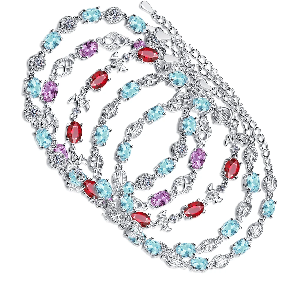 Ruby Blue Topaz Bracelets Female Real S925 Silver Sapphire Color Gemstone Bracelet for Student Girl Birthday Gift
Ruby Blue Topaz Bracelets Female Real S925 Silver Sapphire Color Gemstone Bracelet for Student Girl Birthday Gift