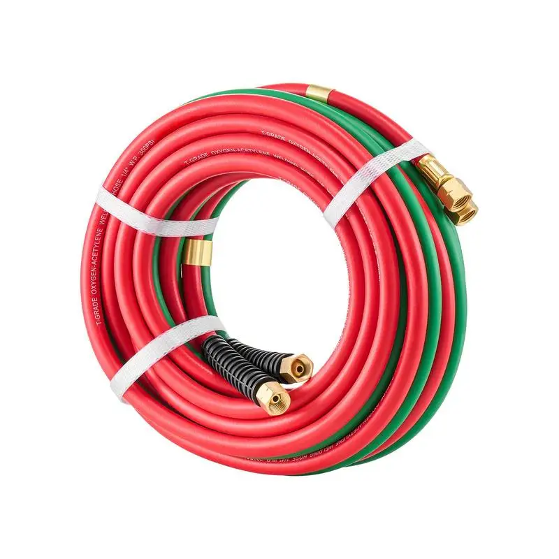 Welding Cutting Twin Tube 1/4-Inch x 25FT For Workshop Shipyard Construction Site, 9/16"-18 B Fitting 300PSI T Grade Oxygen Acetylene Propane Fuel Gases Compatible Red Green Color Duo Line Pack
Welding Cutting Twin Tube 1/4-Inch x 25FT For Workshop Shipyard Construction Site, 9/16"-18 B Fitting 300PSI T Grade Oxygen Acetylene Propane Fuel Gases Compatible Red Green Color Duo Line Pack
