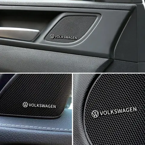 4 pcs 3D Aluminum Speaker Stereo Speaker Badge Emblem Sticker for Volkswagen Golf Polo Passat Tiguan Accessories