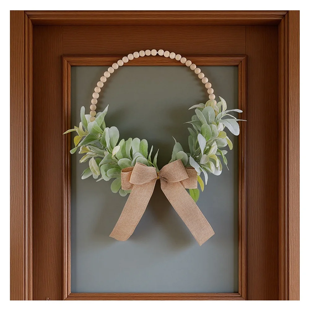 Seasonal Farmhouse Style Wreath with Artificial Autumn Leaves Wooden Beads Bow for Wall Hanging Door Decoration
Seasonal Farmhouse Style Wreath with Artificial Autumn Leaves Wooden Beads Bow for Wall Hanging Door Decoration