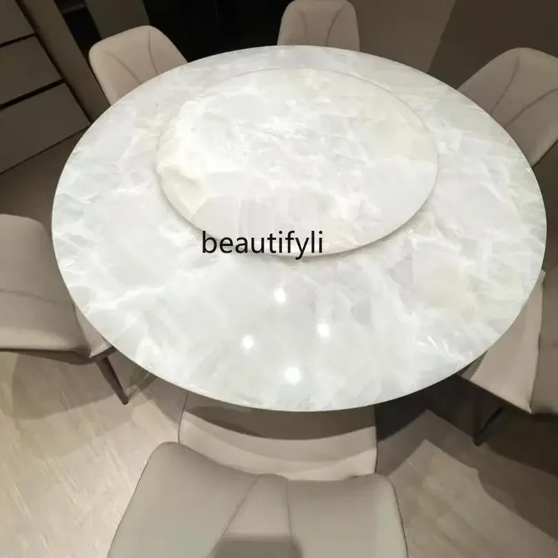 A26 Natural white ice jade luxury stone dining table round table with turntable natural marble round table a16
A26 Natural white ice jade luxury stone dining table round table with turntable natural marble round table a16