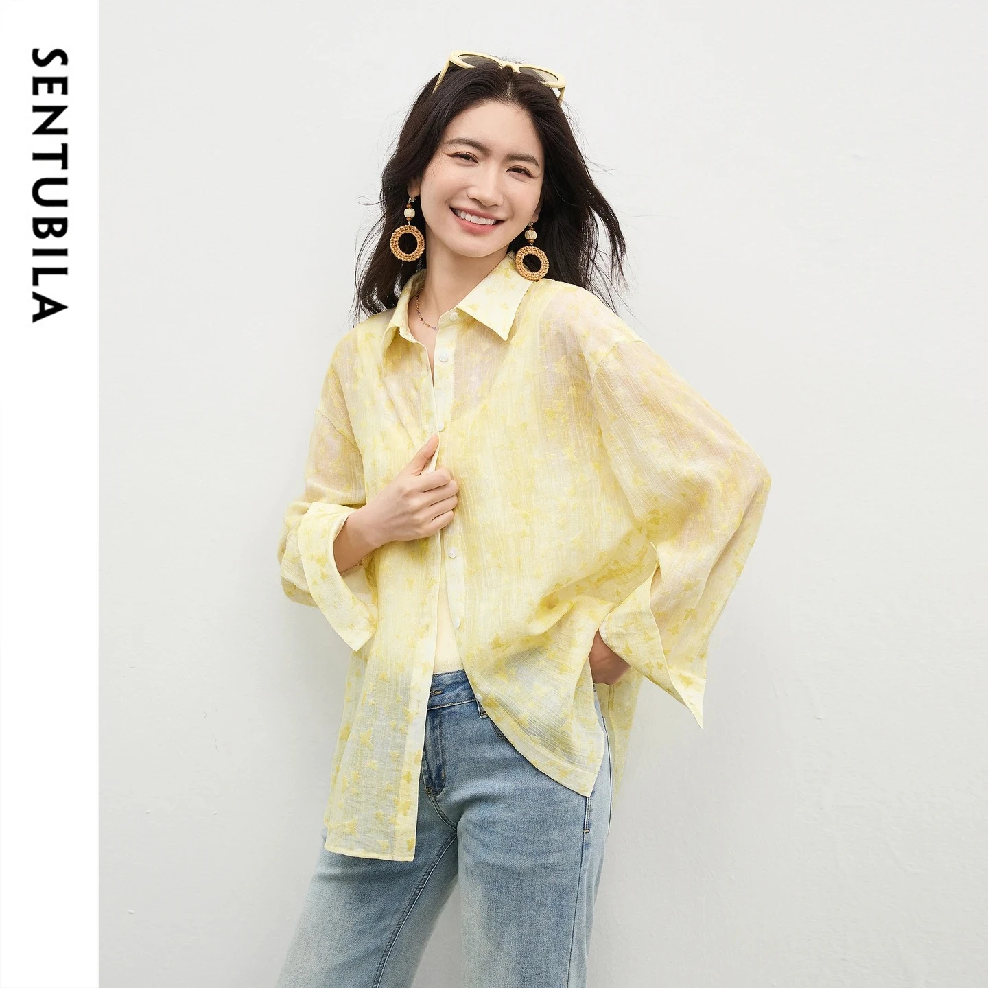SENTUBILA Women's Oversize Sun Protection Shirt Long Sleeve Butterfly Print Blouse Woman Summer 2026 Lightweight Shirt 161CI6120
SENTUBILA Women's Oversize Sun Protection Shirt Long Sleeve Butterfly Print Blouse Woman Summer 2026 Lightweight Shirt 161CI6120