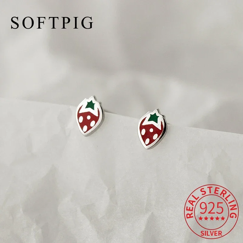 SOFTPIG Real 925 Sterling Silver Mini Strawberry Stud Earrings For Women Party Classic Fruit Fine Jewelry Summer Accessories
SOFTPIG Real 925 Sterling Silver Mini Strawberry Stud Earrings For Women Party Classic Fruit Fine Jewelry Summer Accessories