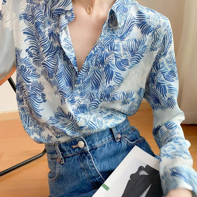 Ladies Fashion Printing Long Sleeve Blouse Spring Summer Temperament All-match Casual Polo-Neck Chiffon Shirts Women Clothes
Ladies Fashion Printing Long Sleeve Blouse Spring Summer Temperament All-match Casual Polo-Neck Chiffon Shirts Women Clothes