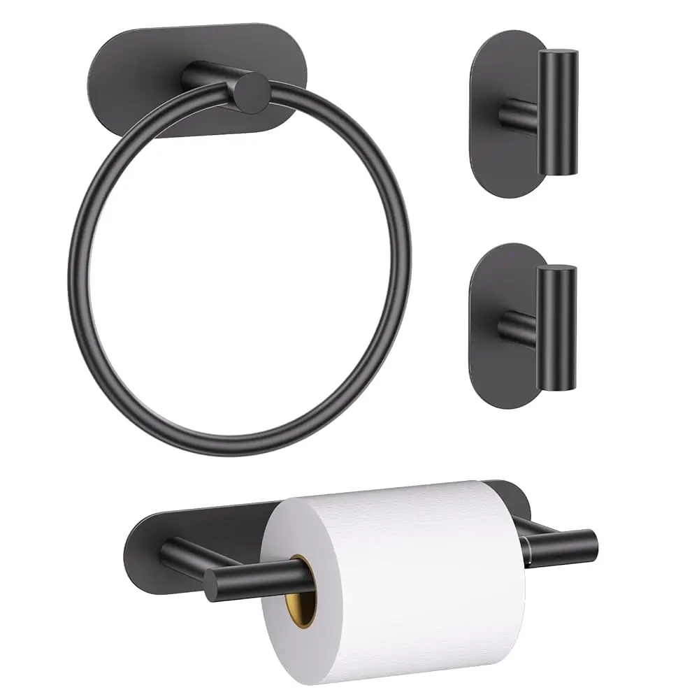 Free Shipping-Self Adhesive Matte Black Toilet Paper Holder Towel Holder for Bathroom Wall, No Drilling Bathroom Hardware Set, S
Free Shipping-Self Adhesive Matte Black Toilet Paper Holder Towel Holder for Bathroom Wall, No Drilling Bathroom Hardware Set, S