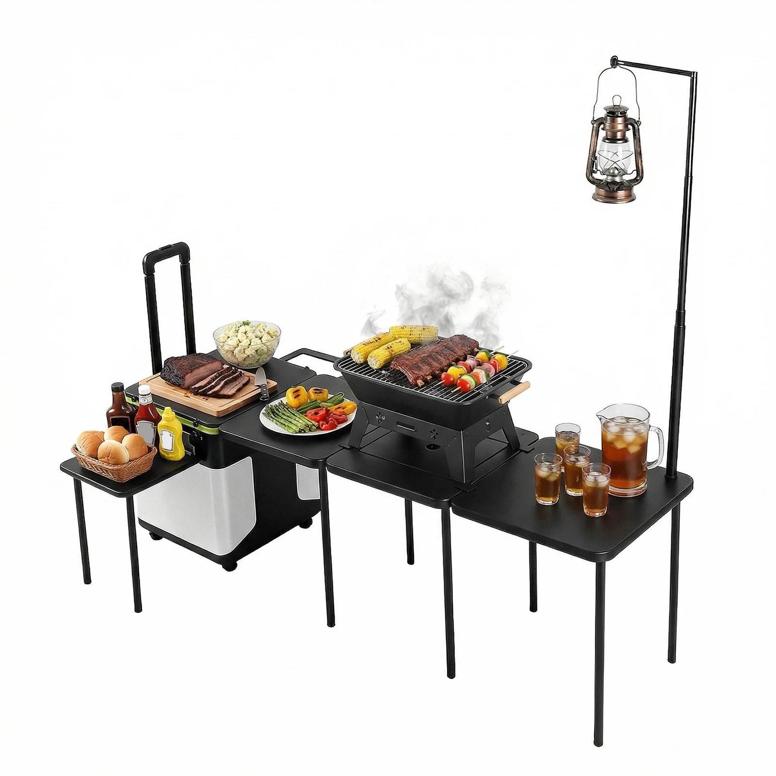 Portable Folding Kitchen Table with Wheels Camping Kitchen Table Cookware Table with Light Poles for RV Tailgating BBQ Picnic
Portable Folding Kitchen Table with Wheels Camping Kitchen Table Cookware Table with Light Poles for RV Tailgating BBQ Picnic